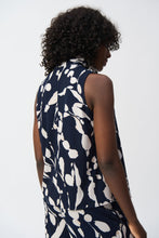 Load image into Gallery viewer, Joseph Ribkoff Midnight Blue Beige Silky Knit Abstract Print Sleeveless Top
