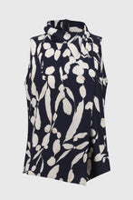 Load image into Gallery viewer, Joseph Ribkoff Midnight Blue Beige Silky Knit Abstract Print Sleeveless Top
