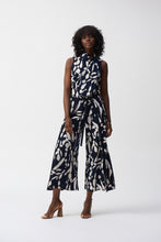 Load image into Gallery viewer, Joseph Ribkoff Midnight Blue Beige Silky Knit Abstract Print Wide Leg Pants
