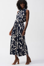 Load image into Gallery viewer, Joseph Ribkoff Midnight Blue Beige Silky Knit Abstract Print Wide Leg Pants
