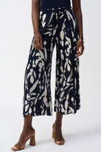 Load image into Gallery viewer, Joseph Ribkoff Midnight Blue Beige Silky Knit Abstract Print Wide Leg Pants
