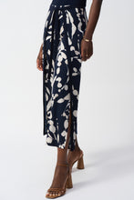 Load image into Gallery viewer, Joseph Ribkoff Midnight Blue Beige Silky Knit Abstract Print Wide Leg Pants
