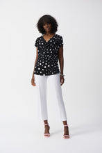 Load image into Gallery viewer, Joseph Parchment Black Vanilla Silky Knit Dot Print Short Sleeve Top
