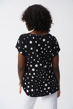 Load image into Gallery viewer, Joseph Parchment Black Vanilla Silky Knit Dot Print Short Sleeve Top
