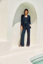 Load image into Gallery viewer, Joseph Ribkoff Midnight Blue Seersucker Pull On Wide Leg Pants
