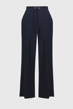 Load image into Gallery viewer, Joseph Ribkoff Midnight Blue Seersucker Pull On Wide Leg Pants
