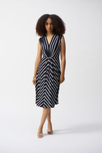 Load image into Gallery viewer, Joseph Ribkoff Silky Knit Midnight Blue &amp; Vanilla Stripe Fit &amp; Flare Dress
