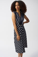 Load image into Gallery viewer, Joseph Ribkoff Silky Knit Midnight Blue &amp; Vanilla Stripe Fit &amp; Flare Dress
