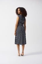 Load image into Gallery viewer, Joseph Ribkoff Silky Knit Midnight Blue &amp; Vanilla Stripe Fit &amp; Flare Dress
