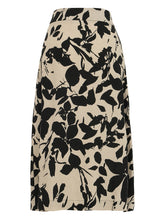 Load image into Gallery viewer, Dolcezza Black &amp; Taupe Linen Blend Long Wrap Style Skirt
