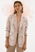 Load image into Gallery viewer, Joseph Ribkoff Beige Silver Signature Brocade Floral Print Blazer
