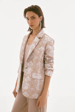 Load image into Gallery viewer, Joseph Ribkoff Beige Silver Signature Brocade Floral Print Blazer
