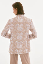 Load image into Gallery viewer, Joseph Ribkoff Beige Silver Signature Brocade Floral Print Blazer
