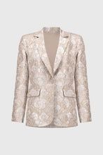 Load image into Gallery viewer, Joseph Ribkoff Beige Silver Signature Brocade Floral Print Blazer
