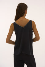 Load image into Gallery viewer, Joseph Ribkoff Black Signature Satin Sleeveless Top with Rhinestone Trim
