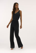 Load image into Gallery viewer, Joseph Ribkoff Black Signature Satin Sleeveless Top with Rhinestone Trim
