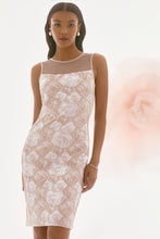 Load image into Gallery viewer, Joseph Ribkoff Beige Silver Signature Brocade Floral Print Sheath Dress
