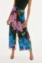 Load image into Gallery viewer, Joseph Ribkoff Black Multi Chiffon Floral Print Wide Leg Pant
