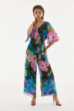 Load image into Gallery viewer, Joseph Ribkoff Black Multi Chiffon Floral Print Wide Leg Pant
