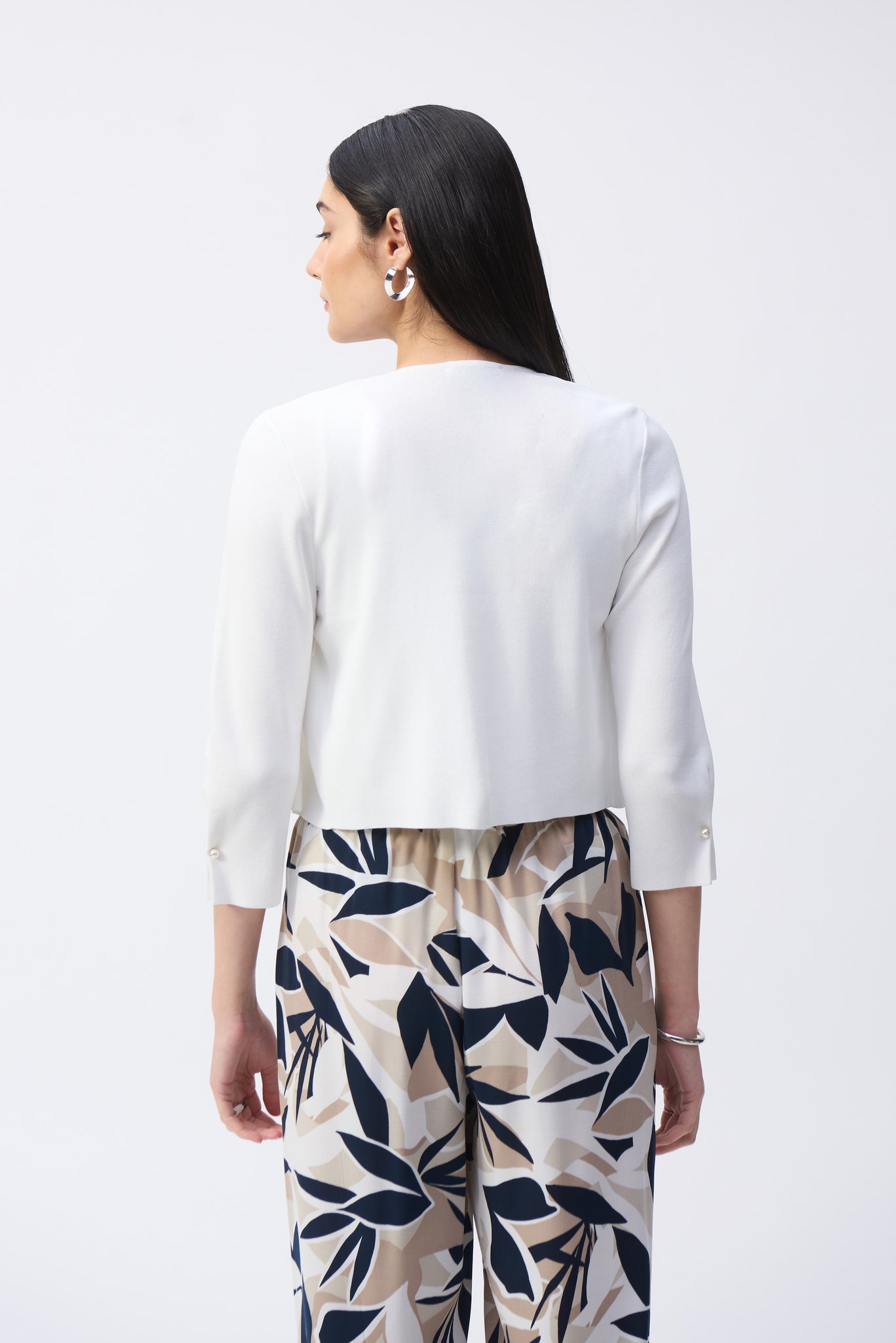 Joseph Ribkoff Sweater Knit Cover-Up with Pearl Ornament in