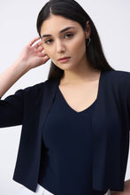 Load image into Gallery viewer, Joseph Ribkoff Sweater Knit Cover-Up with Pearl Ornament in Vanilla, Midnight Blue or Black
