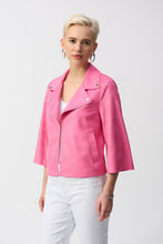 Load image into Gallery viewer, Joseph Ribkoff Bubble Gum Foiled Faux Suede Swing Jacket
