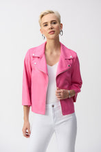 Load image into Gallery viewer, Joseph Ribkoff Bubble Gum Foiled Faux Suede Swing Jacket
