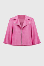 Load image into Gallery viewer, Joseph Ribkoff Bubble Gum Foiled Faux Suede Swing Jacket
