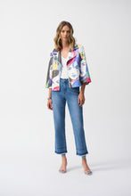 Load image into Gallery viewer, Joseph Ribkoff Vanilla Multi Faux Suede Face Print Trapeze Jacket
