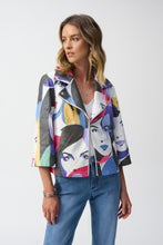 Load image into Gallery viewer, Joseph Ribkoff Vanilla Multi Faux Suede Face Print Trapeze Jacket
