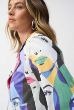 Load image into Gallery viewer, Joseph Ribkoff Vanilla Multi Faux Suede Face Print Trapeze Jacket
