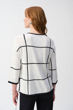 Load image into Gallery viewer, Joseph Ribkoff Vanilla Black Plaid Sweater Knit Pullover
