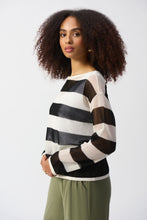 Load image into Gallery viewer, Joseph Ribkoff Vanilla Black Striped Sweater Knit Pullover
