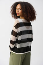 Load image into Gallery viewer, Joseph Ribkoff Vanilla Black Striped Sweater Knit Pullover
