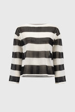 Load image into Gallery viewer, Joseph Ribkoff Vanilla Black Striped Sweater Knit Pullover
