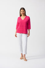 Load image into Gallery viewer, Joseph Ribkoff Geranium Jacquard Sweater Knit V-Neck Pullover
