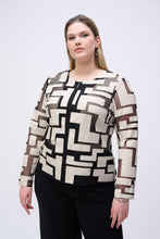 Load image into Gallery viewer, Joseph Ribkoff Moonstone &amp; Black Mesh &amp; Leatherette Fitted Jacket
