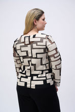 Load image into Gallery viewer, Joseph Ribkoff Moonstone &amp; Black Mesh &amp; Leatherette Fitted Jacket
