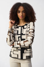 Load image into Gallery viewer, Joseph Ribkoff Moonstone &amp; Black Mesh &amp; Leatherette Fitted Jacket
