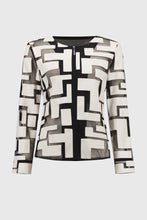 Load image into Gallery viewer, Joseph Ribkoff Moonstone &amp; Black Mesh &amp; Leatherette Fitted Jacket
