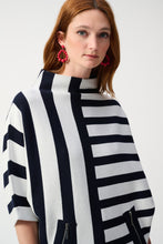 Load image into Gallery viewer, Joseph Ribkoff Midnight Blue &amp; Vanilla 3/4 Sleeve Jacquard Stripe Sweater Knit Pullover
