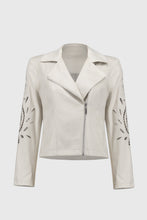 Load image into Gallery viewer, Joseph Ribkoff Foiled Faux-Suede Moto Jacket in Coastal Blue  or Moonstone
