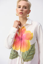 Load image into Gallery viewer, Joseph Ribkoff Vanilla Multi Embroidered Flower Cotton Shirt
