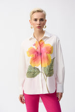 Load image into Gallery viewer, Joseph Ribkoff Vanilla Multi Embroidered Flower Cotton Shirt
