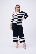Load image into Gallery viewer, Joseph Ribkoff Midnight Blue/Vanilla Placement Stripe Sweater Knit Culotte
