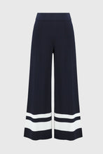 Load image into Gallery viewer, Joseph Ribkoff Midnight Blue/Vanilla Placement Stripe Sweater Knit Culotte
