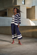 Load image into Gallery viewer, Joseph Ribkoff Midnight Blue/Vanilla Placement Stripe Sweater Knit Culotte
