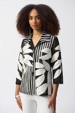 Load image into Gallery viewer, Joseph Ribkoff Black &amp; Vanilla Mesh and Satin Soutache Jacket
