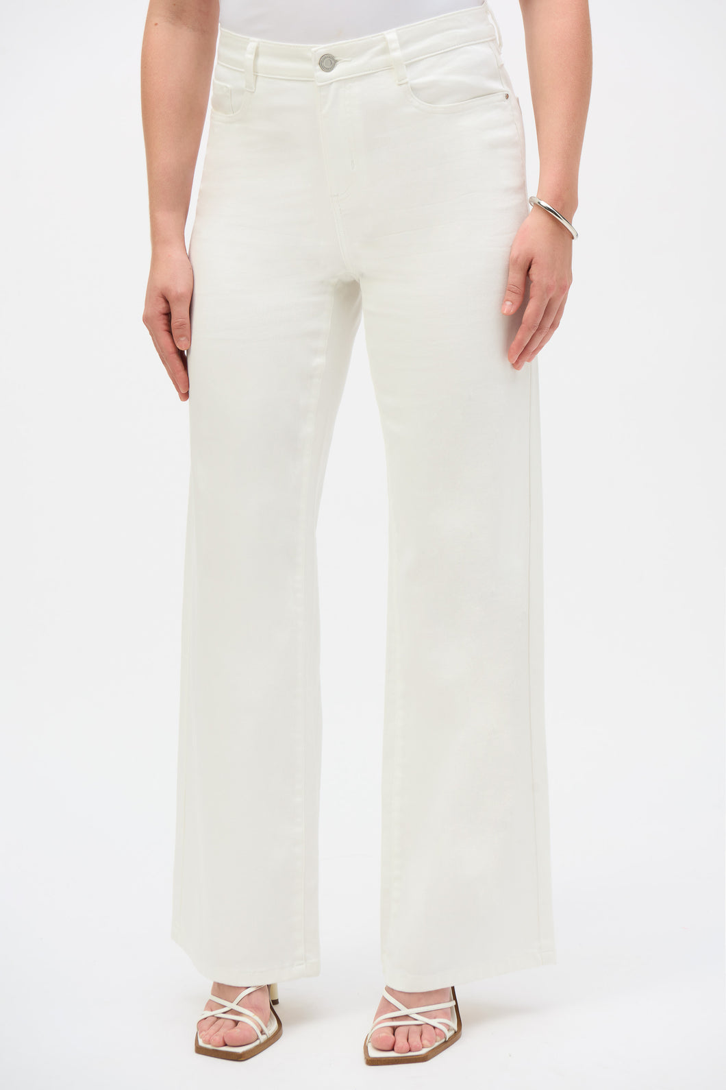 Joseph Ribkoff White Goldie Classic Wide-Leg Stretch Jeans