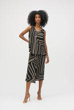 Load image into Gallery viewer, Joseph Ribkoff Black Beige Silky Knit Geometric Print Sleeveless Top
